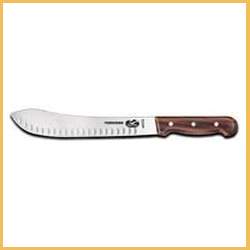 Forschner 10" Wood Straight Round Point Granton Edge Butcher Knife